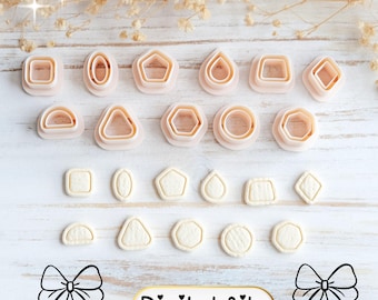 Basic Geometric Shape Mini Cutter Set STL | Modern Shape Stud Cutters with lines | Polymer Clay Cutters | 3D Print Files