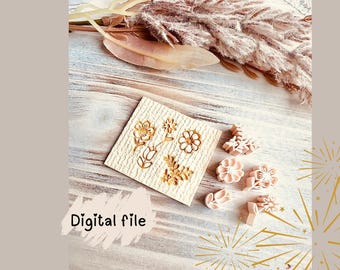 Flower Texture Stamp STL for Polymer Clay I Floral Clay Cutter & Embosser Digital File | Fondant or DIY Jewelry | 3D Print Design