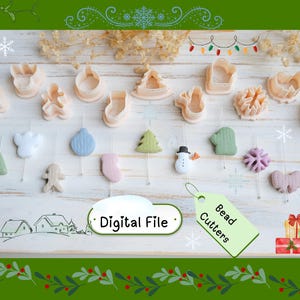 Digital Christmas Bead Cutters with Drill Guide | Clay Cutter Set | 20mm Bead Making Tools | Jewelry Supplies | Digital STL File