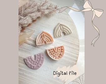 Boho Polymer Clay Cutter Digital File – 3D Printable Arch Shape STL for Earrings, DIY Jewelry Making, Instant Download