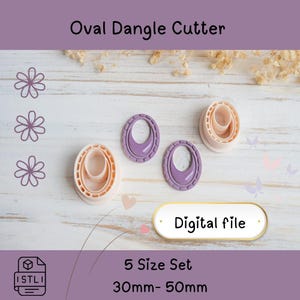 Polymer Clay Oval Earring Cutter STL | Ribbed Clay Cutter | Textured Oval Dangle Template | 3D Print Jewelry Tool