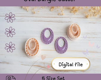 Polymer Clay Oval Earring Cutter STL | Ribbed Clay Cutter | Textured Oval Dangle Template | 3D Print Jewelry Tool