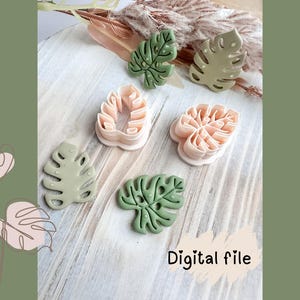 Monstera Leaf Polymer Clay örhängesutskärare STL-fil – 3D-utskrivbart smyckestillverkningsverktyg – Digital nedladdning - Digital fil, Digital filutskärare