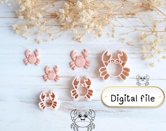 Crab Polymer Clay Earring Cutter STL File – 3D Printable Jewelry Making Tool – Digital Download, Digital File, Digital file clay cutter