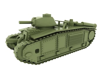 Char B1 | 15mm WW2 Miniature | tank, model, painting, 3D print, wargame, tabletop, game, WWII, French