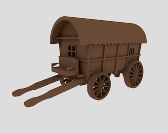 Gypsy Caravan Miniature Model 15mm 1:100 for you to paint WWii - Collectors 3D Printed Resin  – Models for Dioramas by Reaction Games