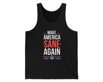 Make America Sane Back Tank Top - Lustige politische Satire, ärmelloses Anti-Trumpf-Shirt, Widerstandskleidung, Aktivistengeschenk