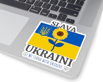 Slava Ukraini Aufkleber - Pro-Ukraine Vinyl Aufkleber, Unterstütze Ukraine Autoaufkleber, Ukrainische Flagge Geschenk, Politischer Aktivismus Geschenk