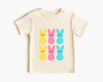 Gekleurd konijntjes-T-shirt voor peuter, schattige paaskleding, lente-T-shirt, grafisch shirt konijn, cadeau peuter, vakantiekleding kinderen