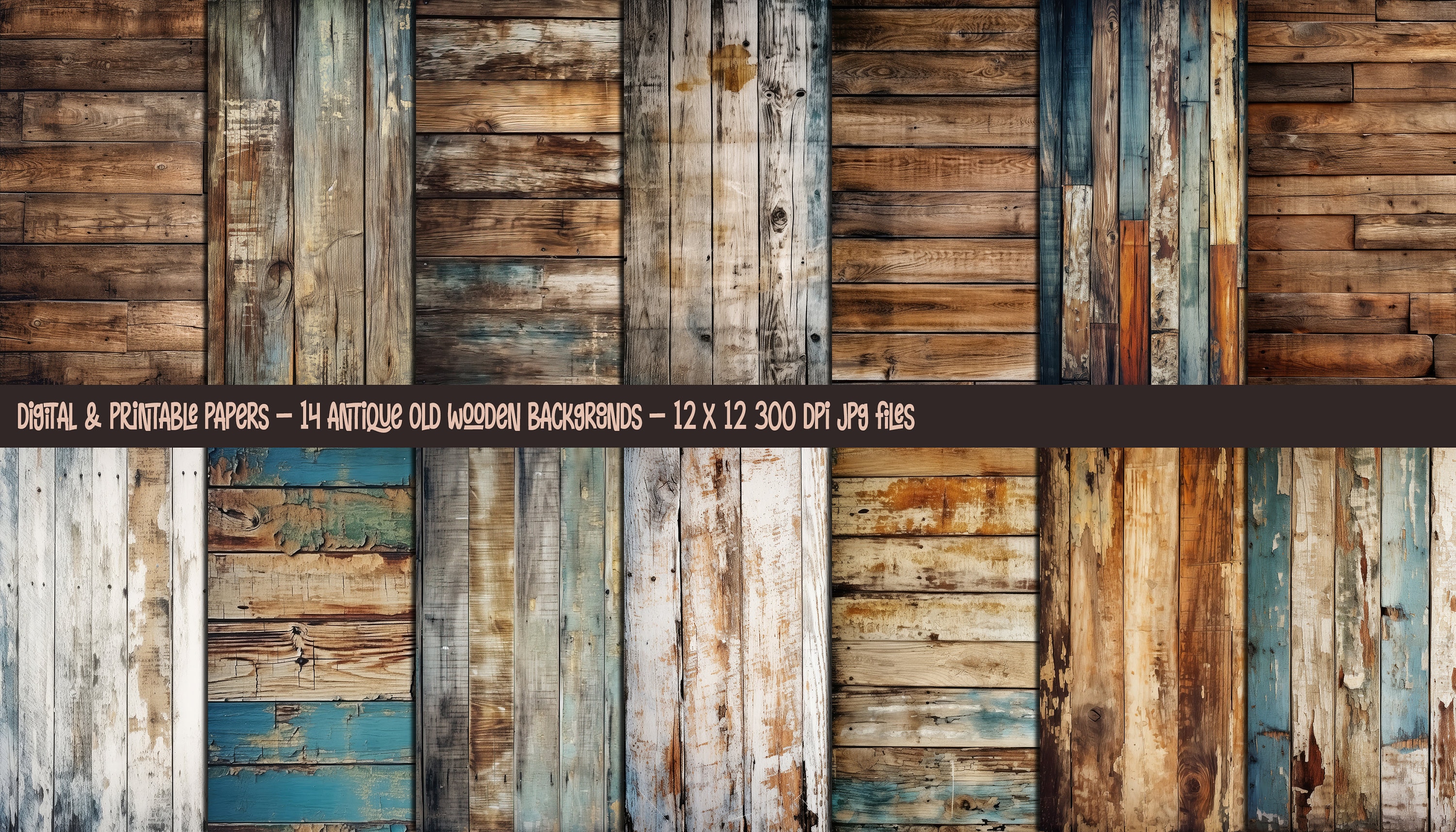 Rustic Background Scrapbook 14 Antique Wooden Digital and Printable Scrapbooking Paper Backgrounds ...