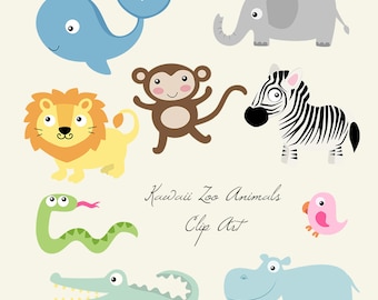 Kawaii-Zootiere-Cliparts – Dschungel-Safari PNG, kommerzielle Nutzung (digitaler Download)