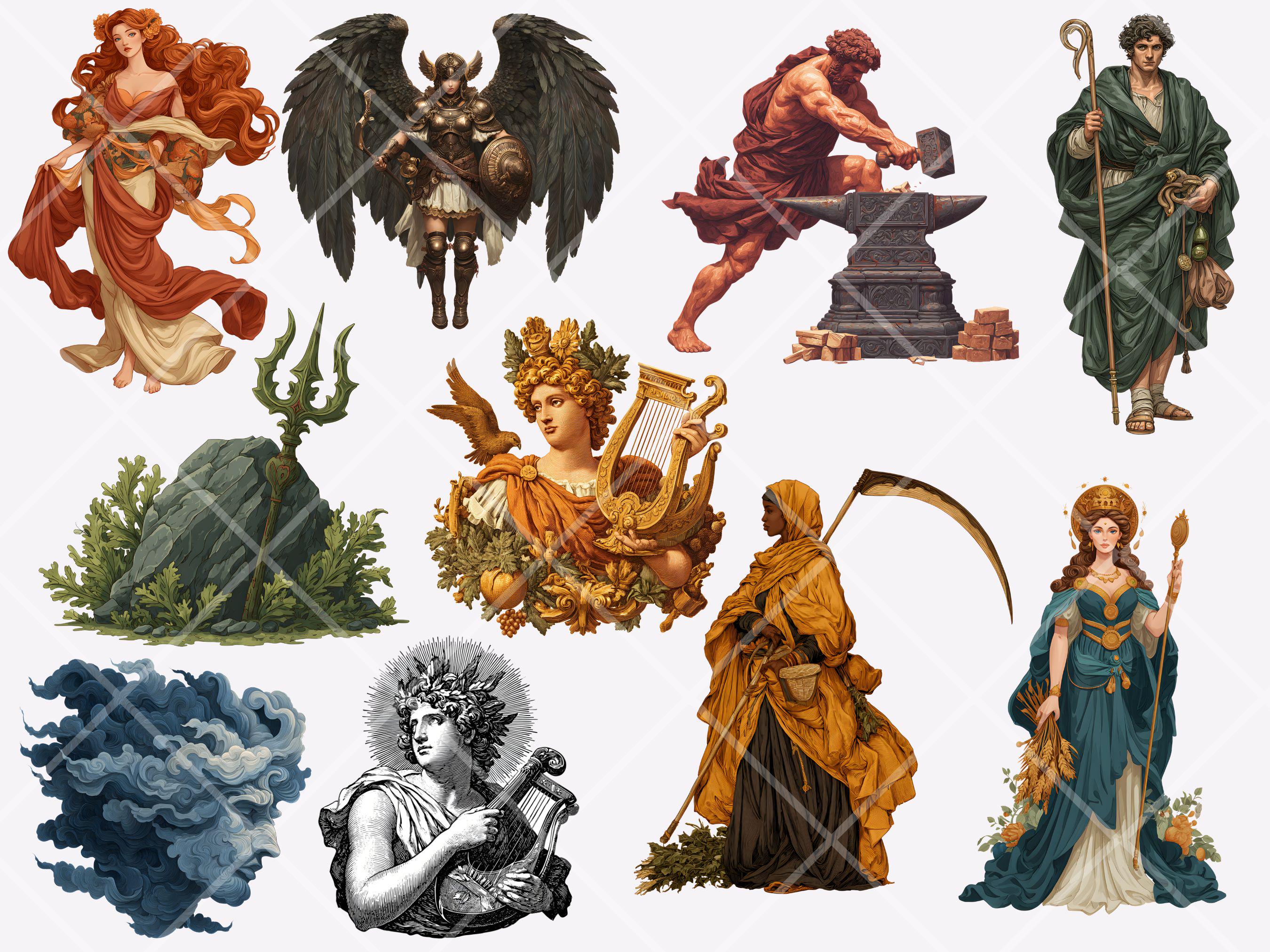 Roman Gods & Goddesses Clipart Bundle Ancient Rome Illustrations ...