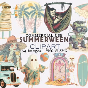 Summerween Clipart PNG Summer Halloween Clipart Png Summerween PNG Summer Halloween PNG Halloween Pool Party Spooky Clipart Commercial Use