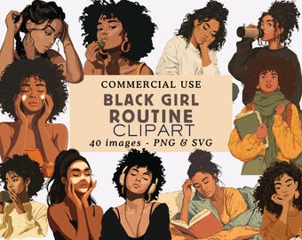 Black Girl Routine Clipart Black Woman Clipart Black Woman Routine Clipart Black Girl Clipart Elegant Black Woman PNG Black Girl Elegance