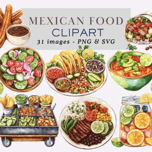 Watercolor Mexican Food Clipart Taco Clipart Mexican Food PNG Mexican Food illustration Mexican Cuisine Clipart Mexico Clipart Commercial