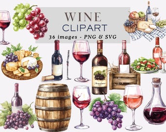 Red Wine Clipart Grapes Wine Clipart Grape Clipart Wine Png Wine SVG Wine Graphic Wine Illustrations Wine bottles Clipart Commercial License