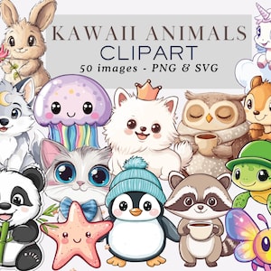 Kawaii Animals Clipart Kawaii Animals Svg Kawaii Animals Png Kawaii Animals Graphics Digital Kawaii PNG Bundle Cute Kawaii Animals Graphics