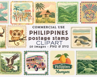 Philippines Clipart Philippines Postage Stamp PNG Philippines PNG Philippines Postcard Clipart Travel Postage Stamp Clipart Commercial Use