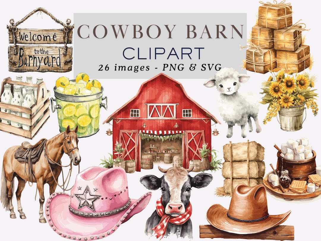 Cowboy Barn Clipart Western Clipart Farm Clipart Cowboy Clipart Horse Ranch  Clipart Barn PNG Farm Animals Png Animals Clipart Commercial Use - Etsy ..., image size:1080x810