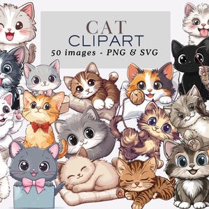 Cat Clipart Cute Cats Clipart Cat Svg Cat Png Cat Graphics Cat Junk Journal Kitten Graphics Kitten Clipart Cat Breeds Clipart Bundle Pet