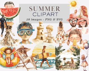 Summer Clipart Beach Clipart Summer Illustrations Beach Illustrations Beach Holiday Clipart Watercolor Beach Clipart Tropical Summer Graphic