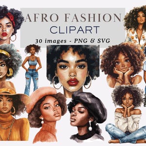 Black Girl Clipart PNG Afro Clipart Afro Fashion Clipart Black Girl PNG Fashionable Girl Graphic Afro Girl Clipart Afro Women Commercial Use
