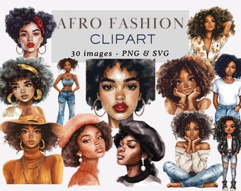 Schwarzes Mädchen Clipart PNG Afro Clipart Afro Mode Clipart Schwarzes Mädchen PNG Modische Mädchen Grafik Afro Mädchen Clipart Afro Frauen Kommerzielle Nutzung