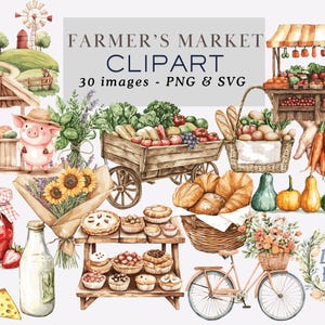 Farmers Market Clipart Farmers Market Svg Farmers Market Png Locally Grown Clipart Vegetable Clipart Watercolor Farmers Market Clipart