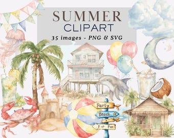 Summer Clipart Summer Graphics Beach Clipart Beach Graphics Beach Holiday Clipart Boho Beach Graphics Ocean Clipart Ocean Graphics Beach Day