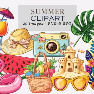 Summer Clipart Beach Clipart Summer Svg Summer Png Cute Summer Clipart Summer Junk Journal Beach Pool Party & Summer Food Summer Graphics