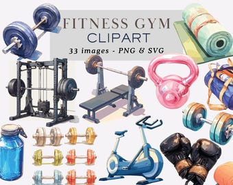 Gym Equipment Clipart PNG Gym Fitness Equipment Clipart Gym Clipart Exercise Clipart Gym Equipment PNG Workout Illustrations Commercial Use