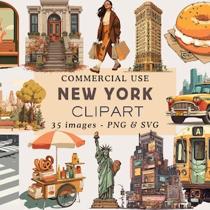 New York City Clipart Bundle: Landmarks, Food, and Lifestyle PNG SVG