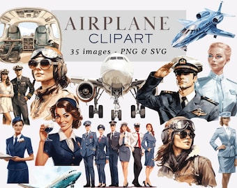 Airplane Clipart Airplane Png Flight Attendant Clipart Pilot Clipart Airport Graphics Flight Attendant Png Pilot PNG Airport Commercial Use
