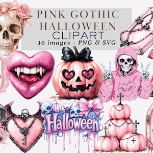 Pink Gothic Clipart PNG Pink Pastel Goth Halloween Clipart Pastel Halloween Clipart Spooky Clipart Pink Gothic PNG Pink Halloween Clipart