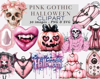 Pink Gothic Clipart PNG Pink Pastel Goth Halloween Clipart Pastel Halloween Clipart Spooky Clipart Pink Gothic PNG Pink Halloween Clipart