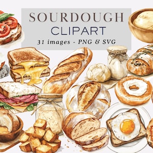 Sourdough Bread Clipart Sourdough Graphics Sourdough Sticker Sourdough Svg Sourdough Png Watercolor Sourdough Clipart Bread Baking Baker
