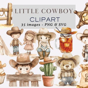 Süße kleine Cowboy Clipart Cowgirl Clipart Cowboy PNG Cowboy SVG Kindergarten Clipart Babyparty Clipart Kinderzimmer Grafiken PNG SVG Kommerzielle Nutzung