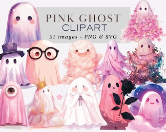 Pink Ghost Clipart PNG Pink Halloween Clipart Pink Ghost PNG Pastel Goth Halloween Clipart Coquette Ghost Clipart Spooky PNG Commercial Use