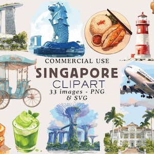 Singapore Clipart Bundle Singapore PNG Singapore Illustrations Singapore City Skyline Country Clipart Asia Clipart Travel PNG Commercial Use