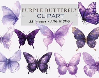 Purple Butterfly Clipart PNG Purple Butterfly PNG Watercolor Butterfly Clipart PNG Lilac Butterfly Clipart Butterfly Graphics Commercial Use