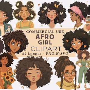 Black Girl Clipart PNG Bundle Afro Girl Png Afro Girl SVG Black Girl Clipart Fashionable Girl Graphics Afro Girl Clipart Black Girl Graphics