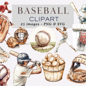 Clipart de béisbol de acuarela Clipart deportivo Ilustración de béisbol Clipart de juego Gráficos de béisbol Gráficos deportivos Béisbol PNG Uso comercial