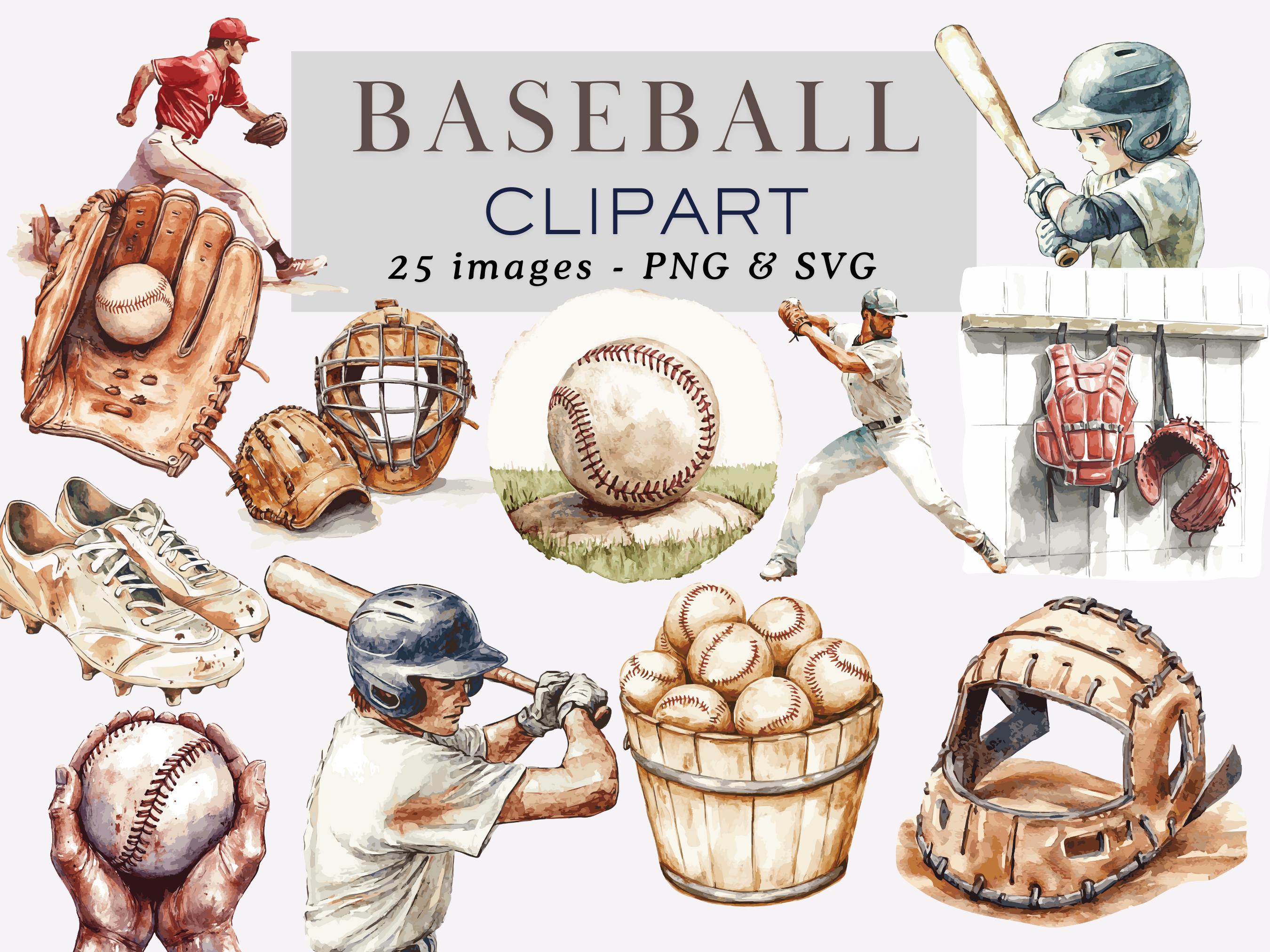 Watercolor Baseball Clipart Sports Clipart Baseball Illustration Game Clipart Baseball Graphics Sports Graphics Baseball PNG Commercial Use