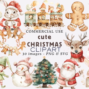 Cute Christmas Clipart PNG Christmas Png Kawaii Christmas Clipart Santa's Village Clipart Cute Christmas Characters Clipart Commercial Use