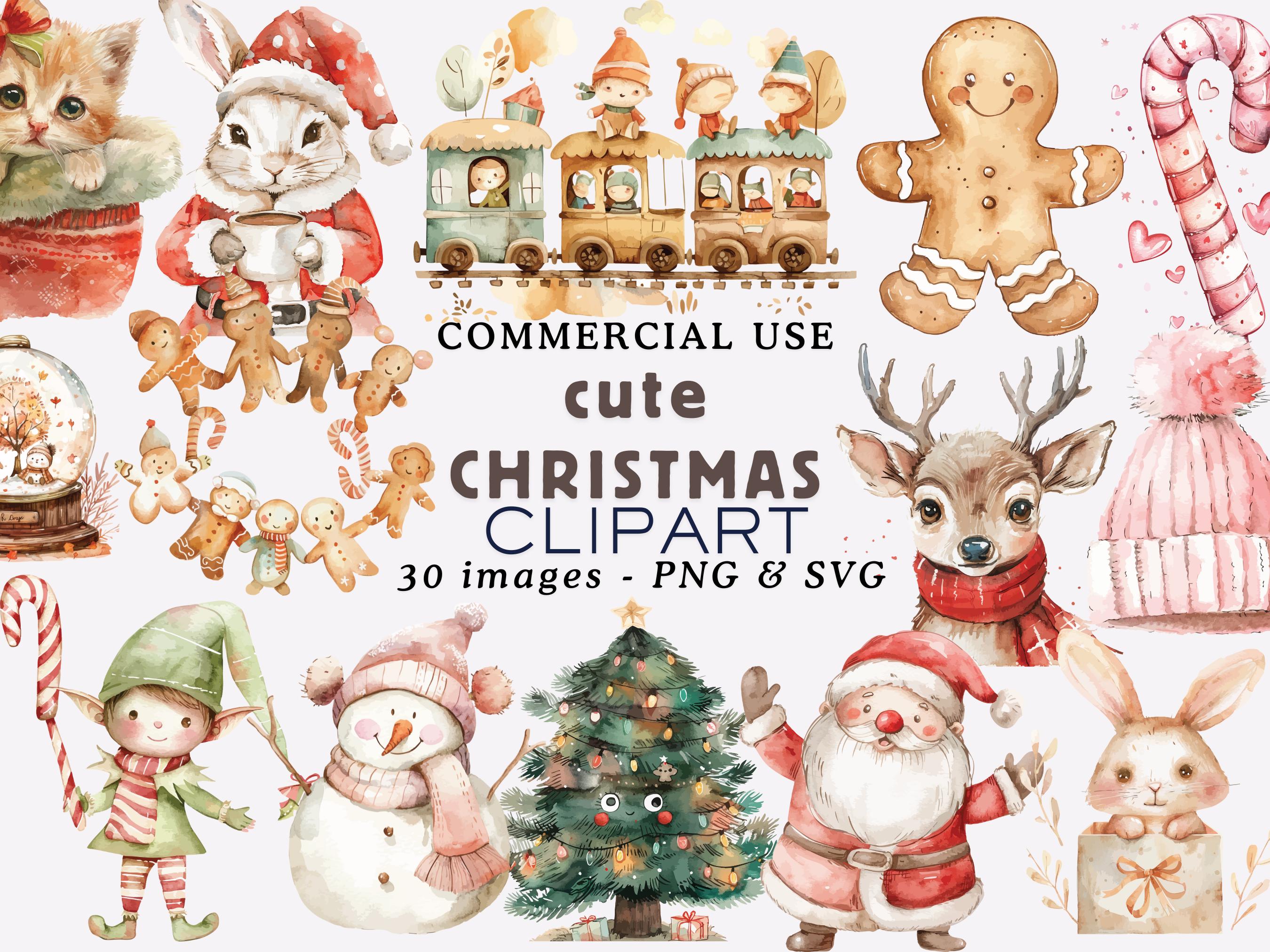 Cute Christmas Clipart PNG Christmas Png Kawaii Christmas Clipart