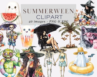 Summerween Clipart PNG Summerween PNG Summer Halloween Clipart Gothic Summer Clipart Spooky Clipart Halloween in Summer PNG Commercial Use