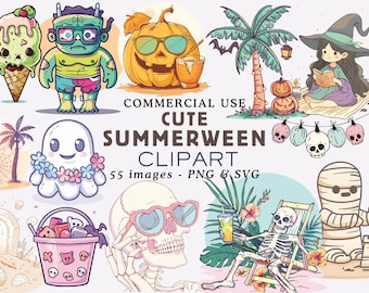 Summerween Clipart Set: Spooky Summer Designs (PNG, SVG, Commercial Use)