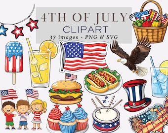 4th of July Clipart 4th of July Clipart Sticker Independence Day Clipart Patriotic Clipart Fourth of July Clipart America Clipart Commercial