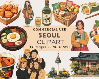 Clipart di Seul PNG Seul PNG Adesivo di Seul Corea del Sud Clipart PNG Corea del Sud Png Seul Corea Clipart Punto di riferimento di Seul Clipart coreano Cibo Png