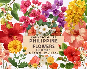 Philippine Flowers Clipart Bundle Sampaguita Illustrations PNG Philippine Floral Vector Graphics Design Digital Commercial Use